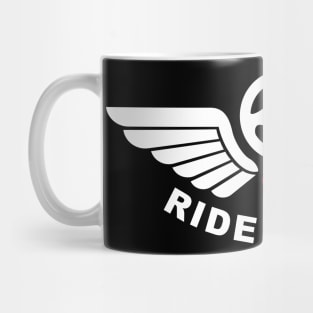 Ride Angel, graphic t-shirt with steering wheel and angel wings for volunteers drivers for helping people in need. Mug